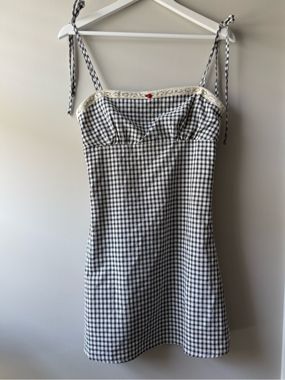 NWT Princess Polly Black & White Gingham Tie-Shoulder Dress Size 6